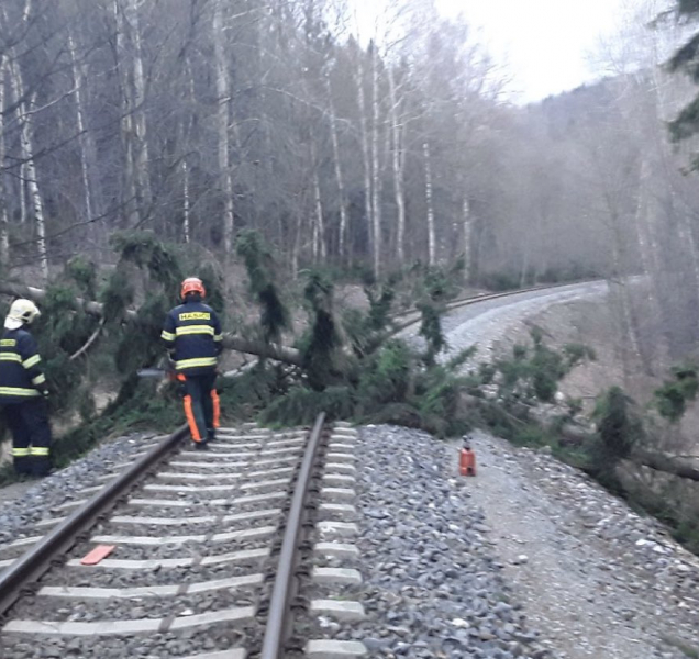 Krajské hasiče zaměstnával během včerejška silný vítr